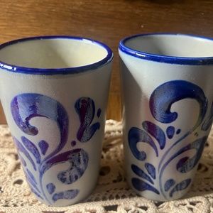 Stoneware German Beer Glasses( Cobalt Blue and Gray (Two Glasses)